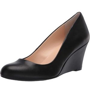 Jessica Simpson Black Faux Leather Wedged Heels Size 7